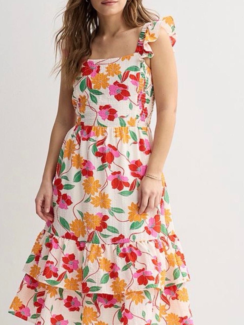 Draper James pink floral cap sleeve dress